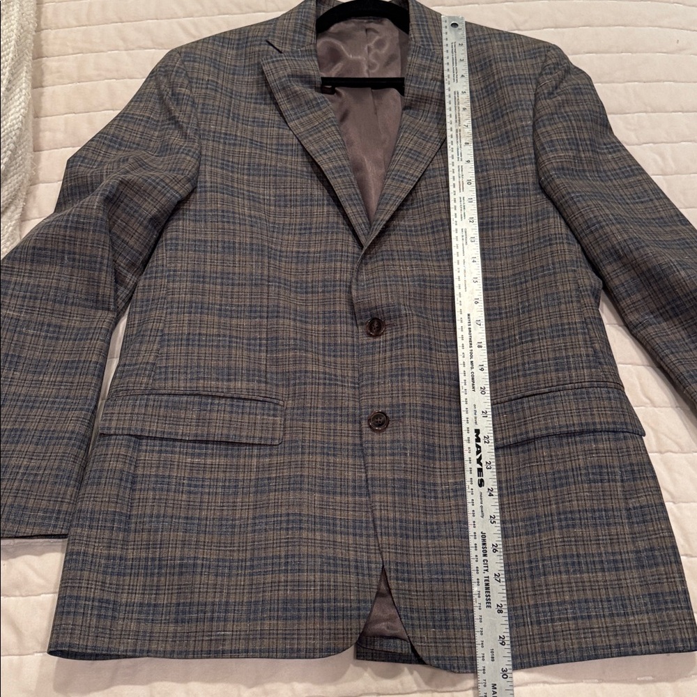 Ralph Lauren Windowpane Wool Silk Linen Blue and Gray Jacket Blazer 40L - Picture 11 of 16